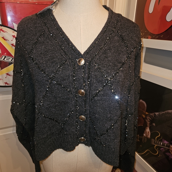 Christian Lacroix Sweaters - Christian Lacroix Dark Gray Button-Up Cardigan